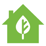 white leaf with green house