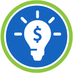 light bulb with money symbol in the middle