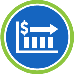 money graph with horizontal arrow