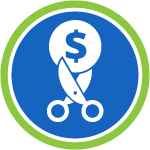 scissor cutting coin
